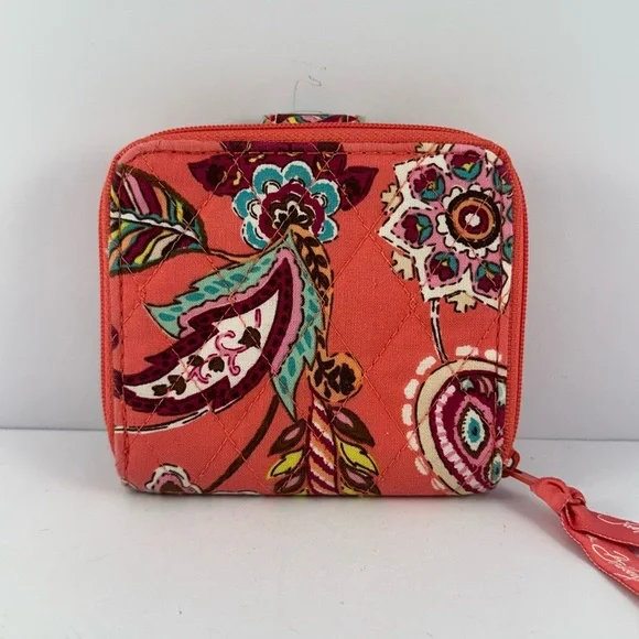 Vera Bradley Mini Snap Close Bifold Wallet Call Me Coral Pattern Rare‎ Retired - Picture 2 of 6